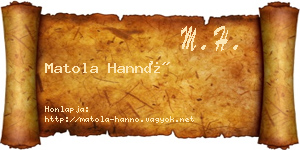 Matola Hannó névjegykártya